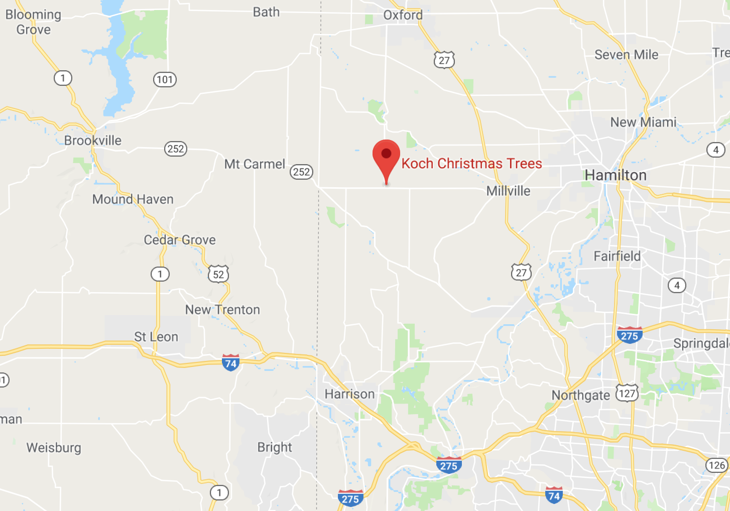 Area map from the original farm website; written driving directions follow